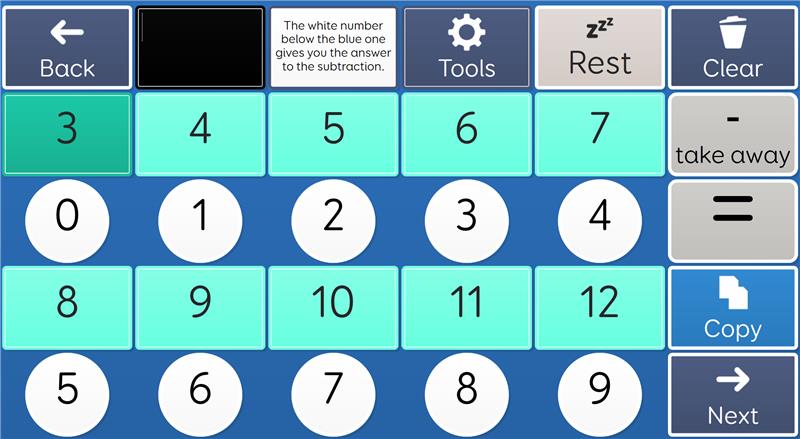 Screenshot of Grid3 showing a subtraction of 3 from numbers 3 - 10